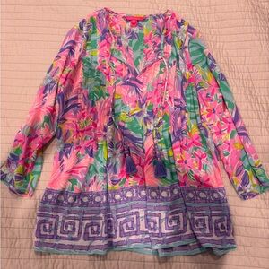 Lilly Pulitzer Marilina Tunic Multi It Was All A Dream Top Tassel